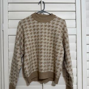 Abercrombie & Fitch Houndstooth Sweater - Brown and Cream
